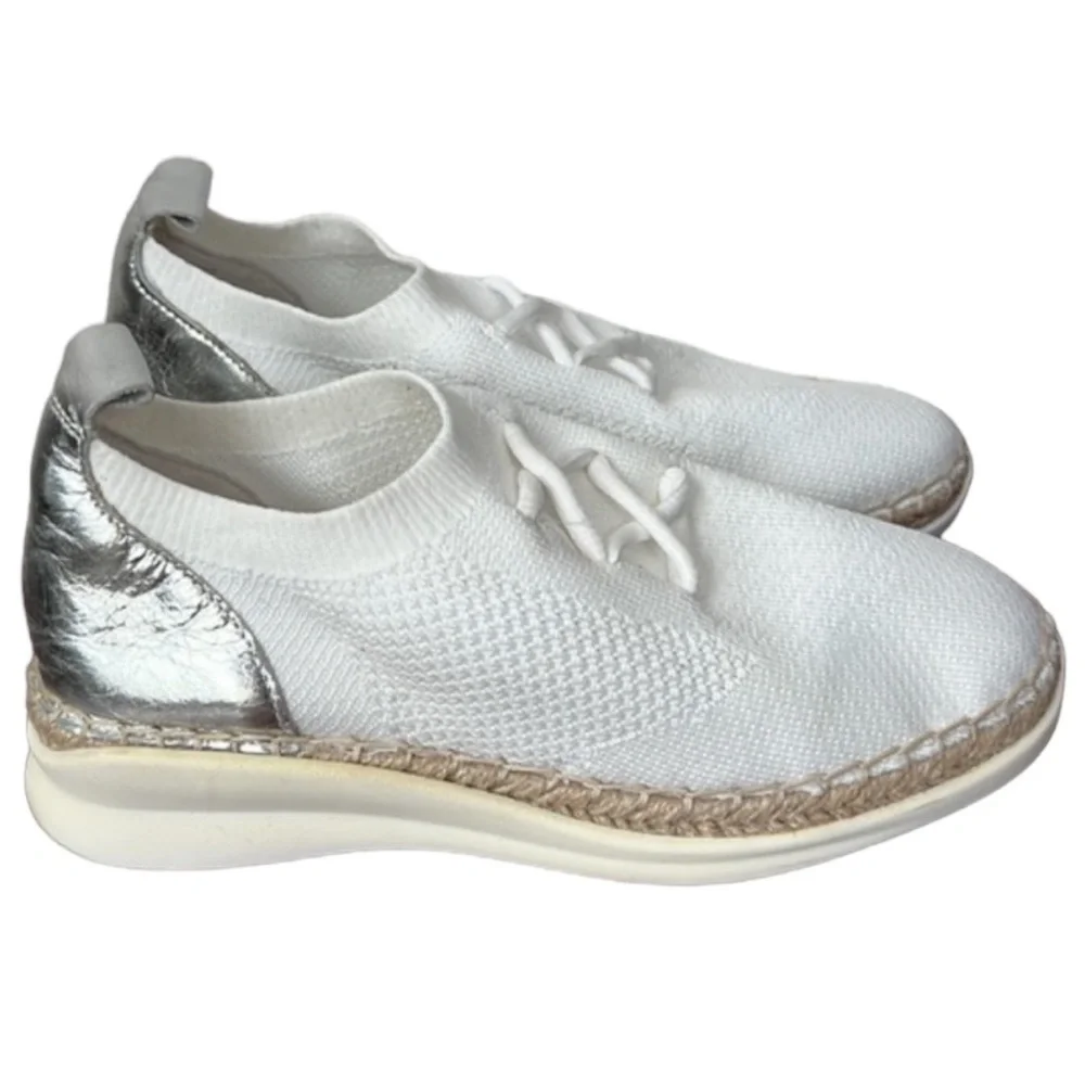 Vince Camuto Affina White Knit Jute Slip On Sneakers Size 5